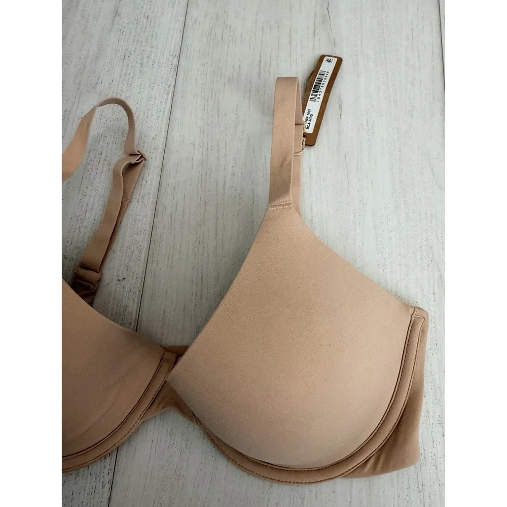 NWT SKIMS Fits Everybody Plunge Bra Sz 34DD Mica Nude Color - Picture 2 of 5